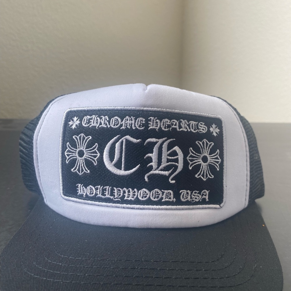 Chrome Hearts Black and White Trucker Hat